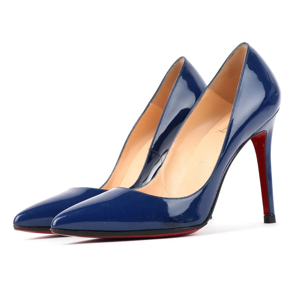 Christian Louboutin New Decol Tissimo 100 Patent BL5J Navy Sz 36